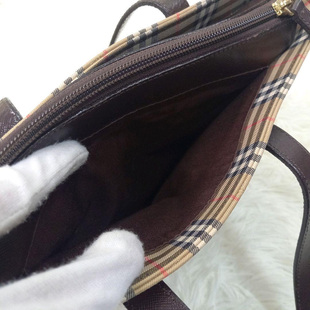 希少✨バーバリー ヴィンテージ ハンドバッグ ノバチェック ブラウン チャーム付