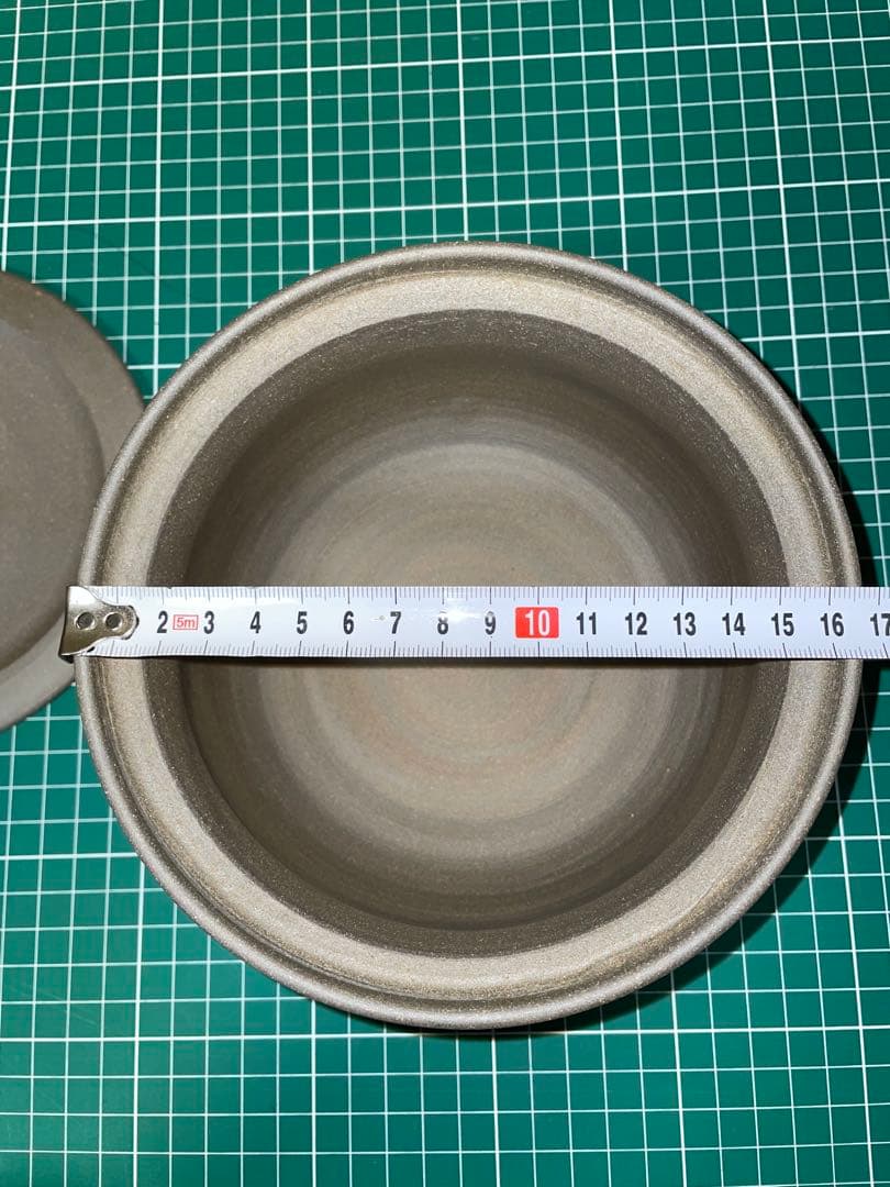 葉模様付き陶器茶碗　楊琴作　豆清砂　茶器　⚪️商品説明必読⚪️