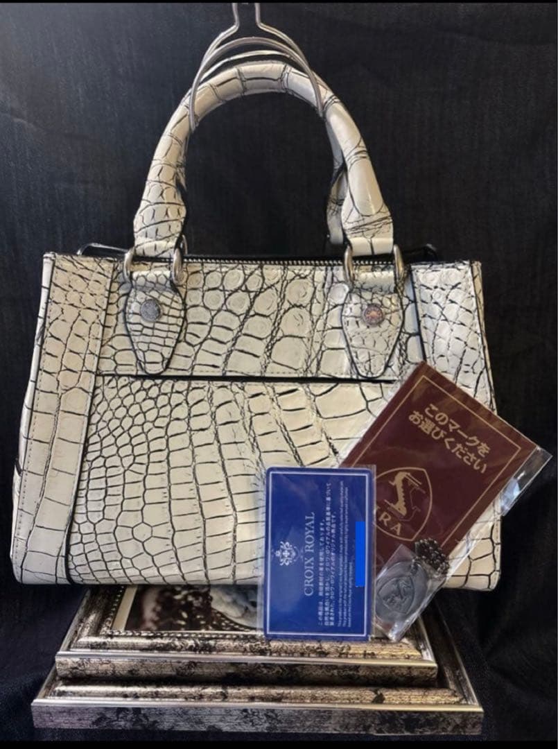 極美品 CROIX  リアルクロコレザー ハンドバッグ ミニトート