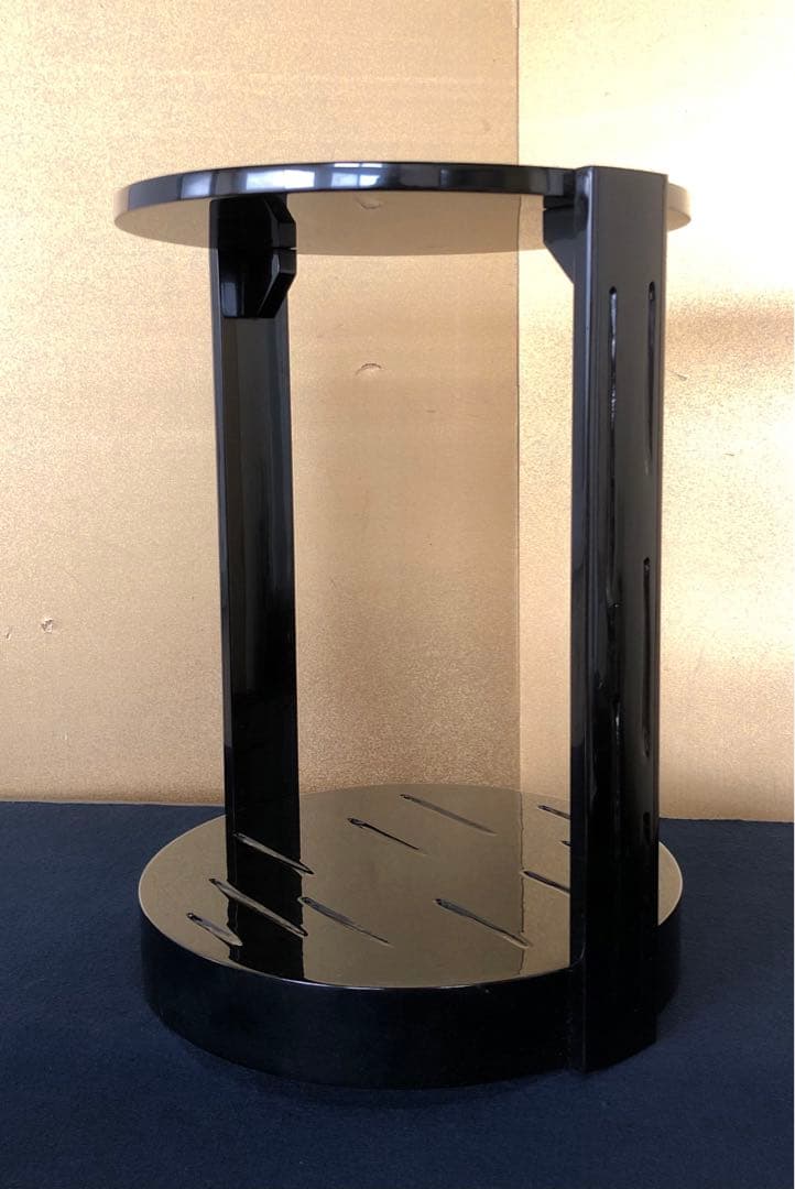 《R》茶道具 輪島塗 黒真塗 丸卓 光栄堂作 共箱　260109き2