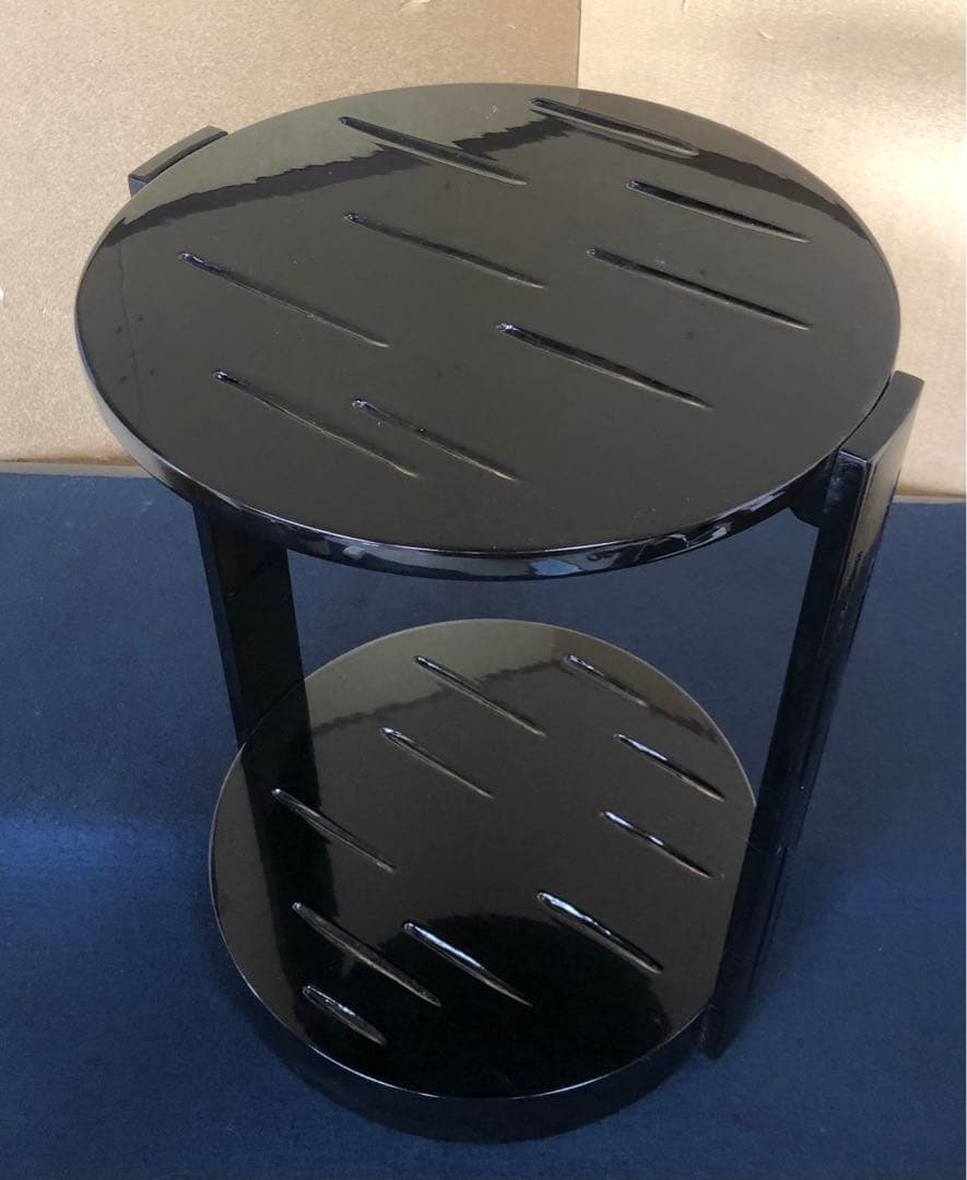 《R》茶道具 輪島塗 黒真塗 丸卓 光栄堂作 共箱　260109き2