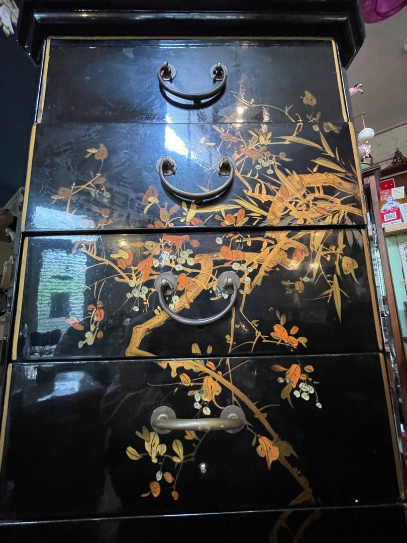 値下！中国家具 宝石棚 花鳥画　シノワズリ家具