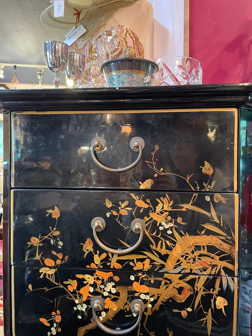 値下！中国家具 宝石棚 花鳥画　シノワズリ家具