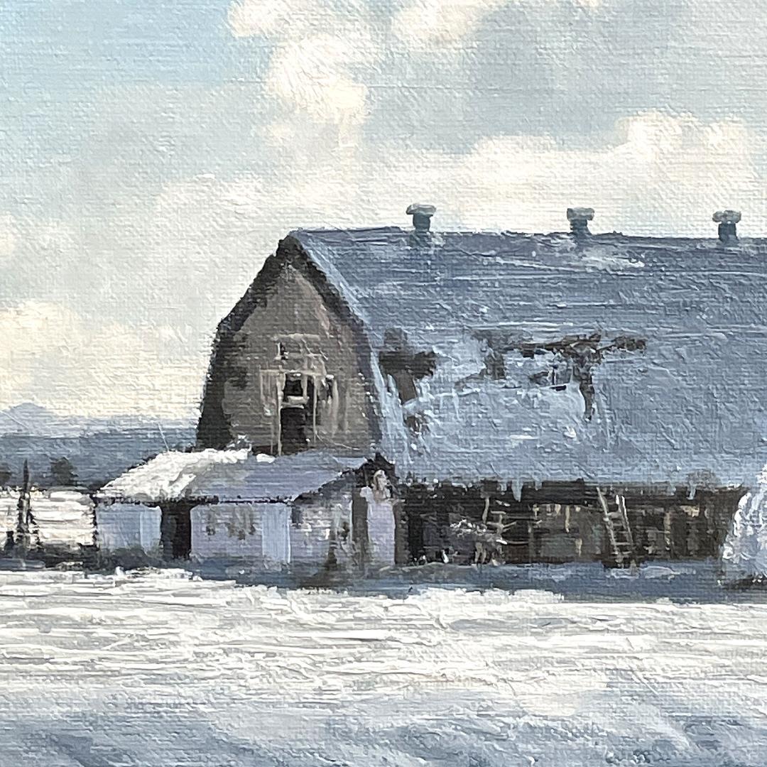 真作保証 清水弘哉『札幌郊外・冬景色』肉筆 大判 18号 油彩画 48万円