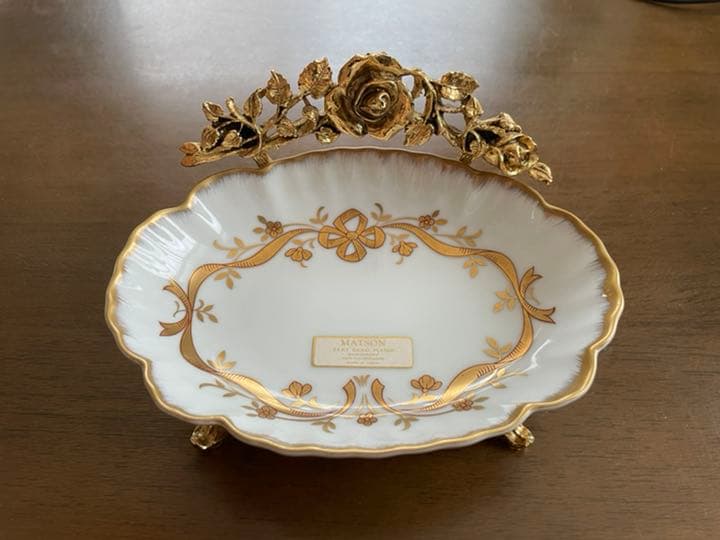 【アンティーク】マトソン　ゴールド　ローズ　ソープディッシュ