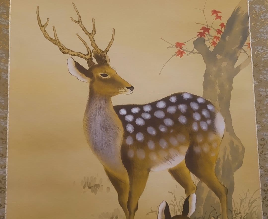 ご希望額まで値下げ～@赤富士鷹・紅葉鹿・猛虎 鳥獣画の複製掛軸3本セット