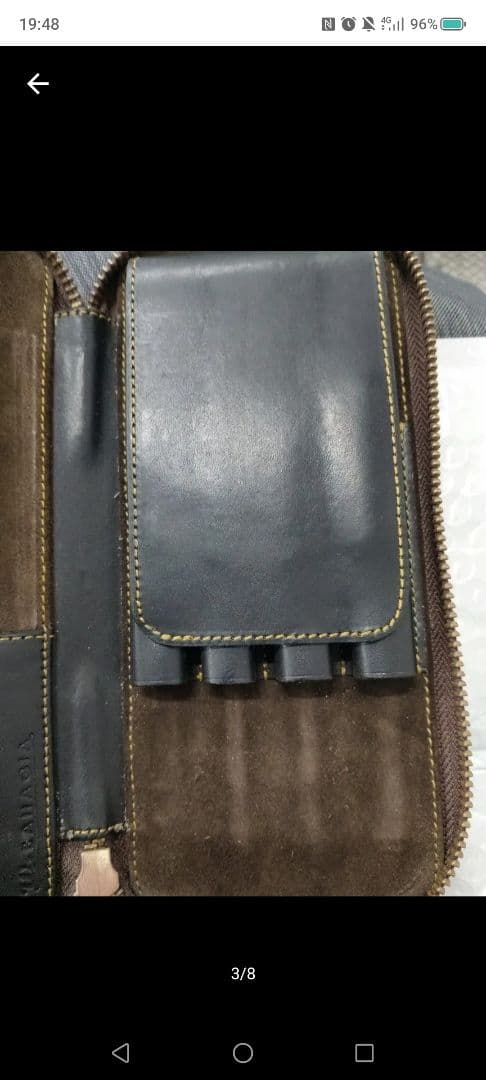 バハギア ラウンドジップペンケース クレイジーホース ネイビー