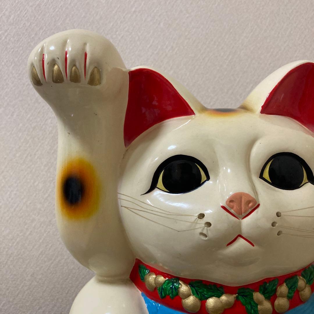 レトロ招き猫　招福置物　貯金箱　千万両〈検 常滑焼　海外向けデザイン　ビンテージ
