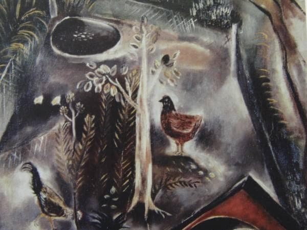 国吉康雄、鶏小屋、希少画集画、新品高級額、額装付、状態良好