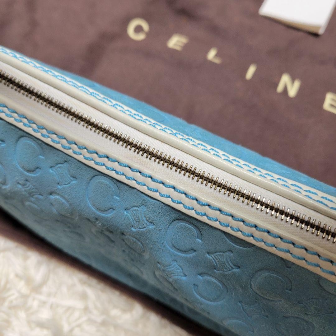 CELINE 水色 スエード ハンドバッグ