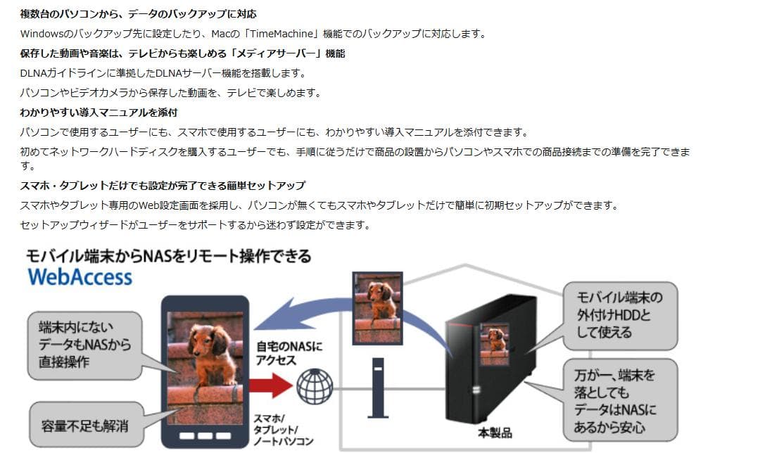 BUFFALO NAS 6TB LS220D0602G RAID1対応モデル