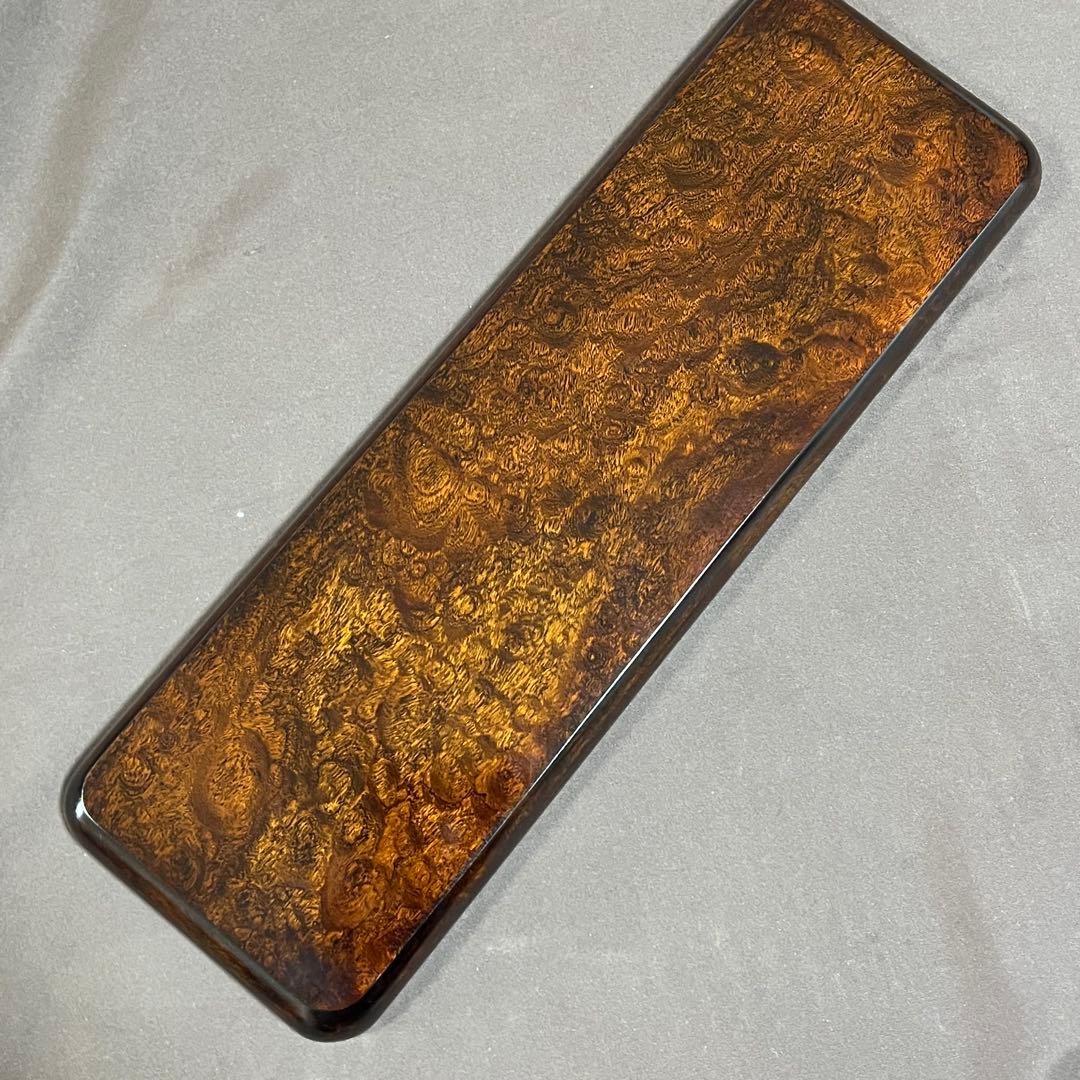 欅杢拭漆一文字盆　トレー　　366mm×118mm×16mm　 №9204