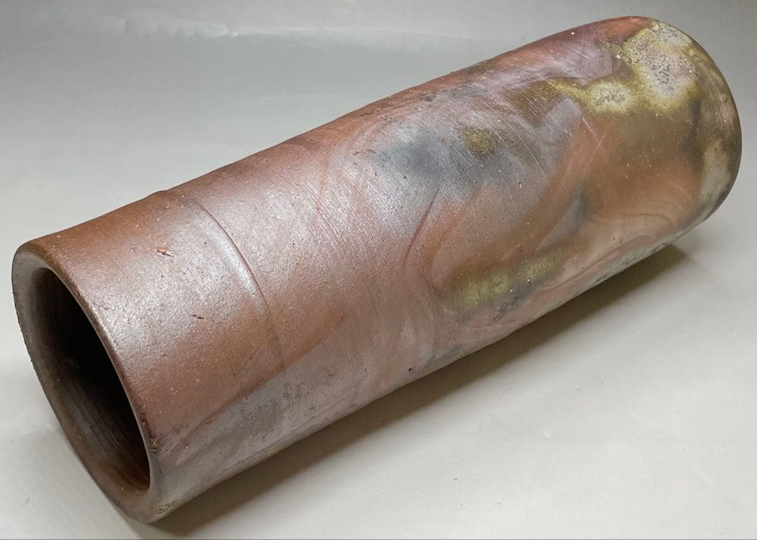 人間国宝　藤原雄　備前花入　平成元年　1月作　備前焼　共箱　共布　栞　S57