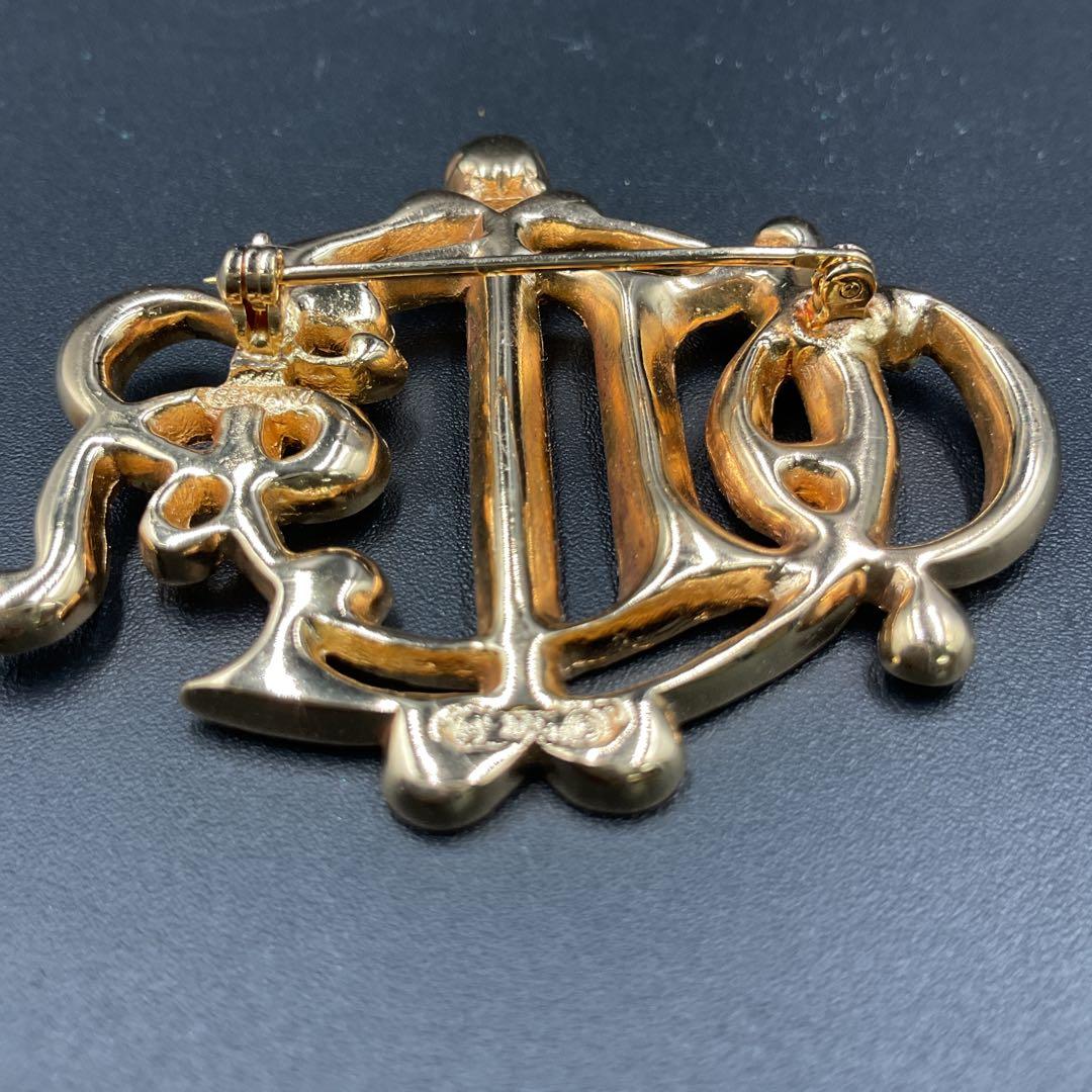 Z1419 ディオール　ストーン　ロゴ　ブローチ