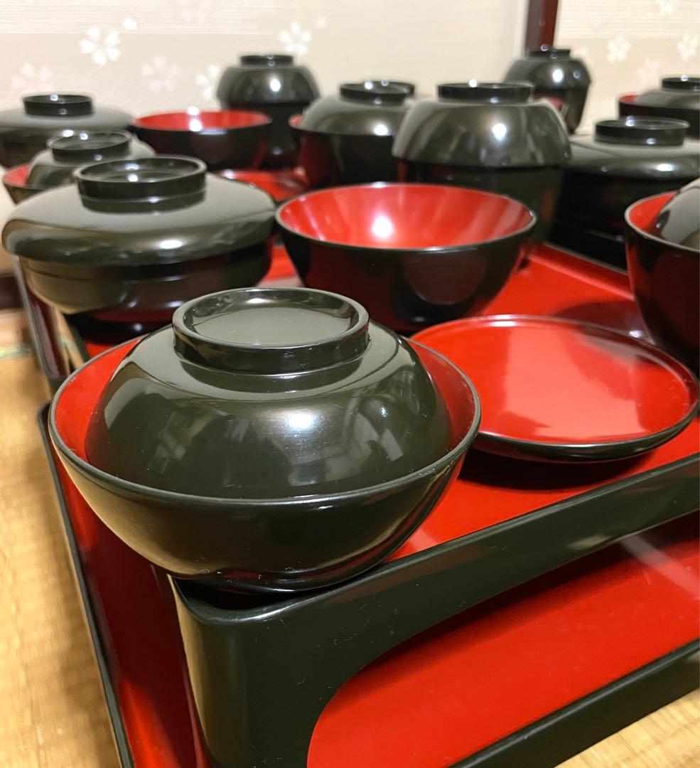 明治 大正 御膳 アンティーク 漆芸 セット 大量 漆塗り 骨董 漆器 木製 b