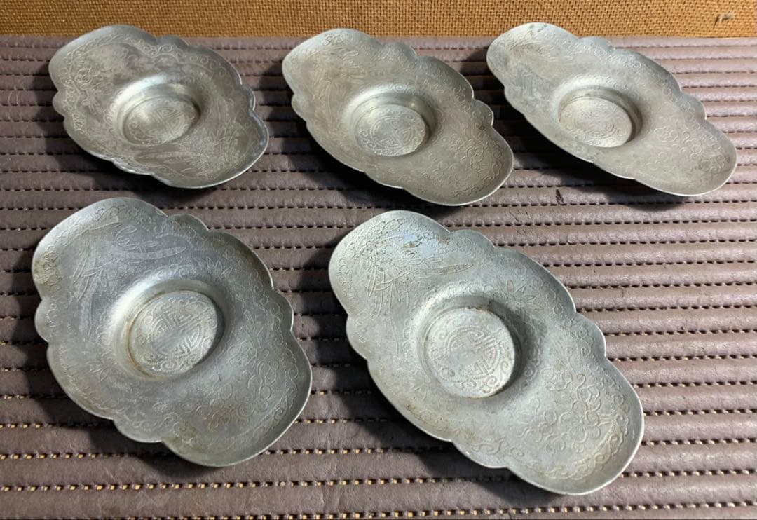 煎茶道具　茶托五客