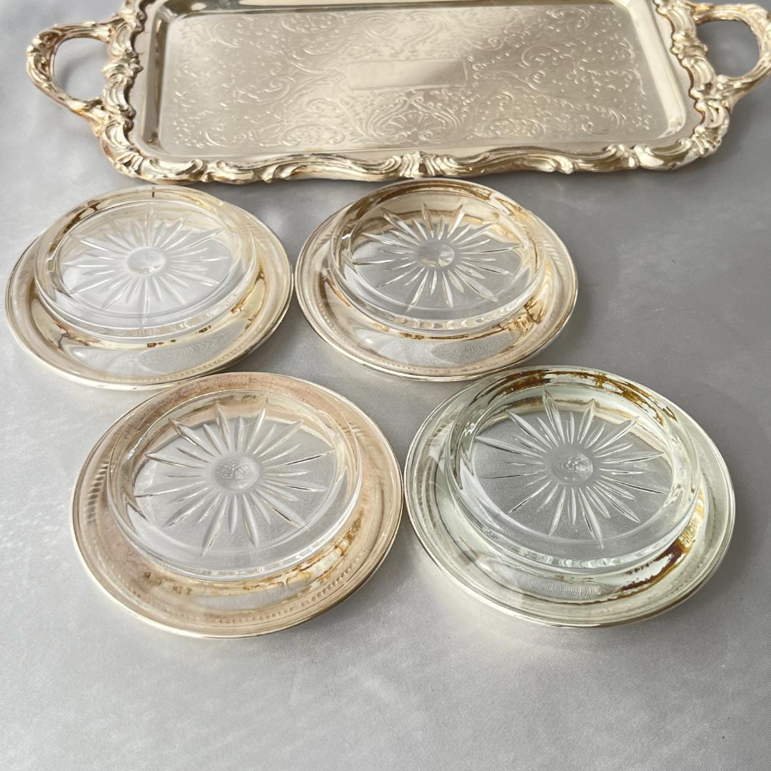 【Frank M. Whiting】 パール グラスコースター【純銀/ガラス】