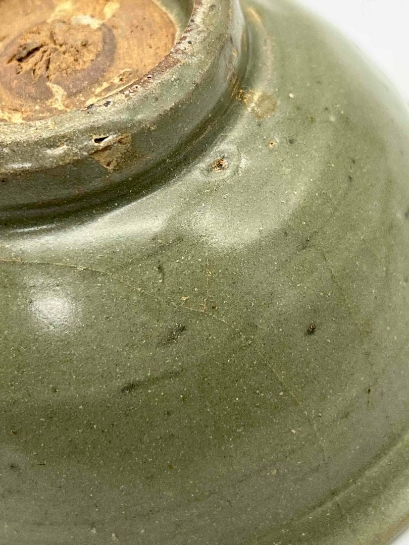 元時代　青磁　龍泉窯碗　青磁茶碗　唐物　古賞物　時代物　旧家蔵出し(D-57)