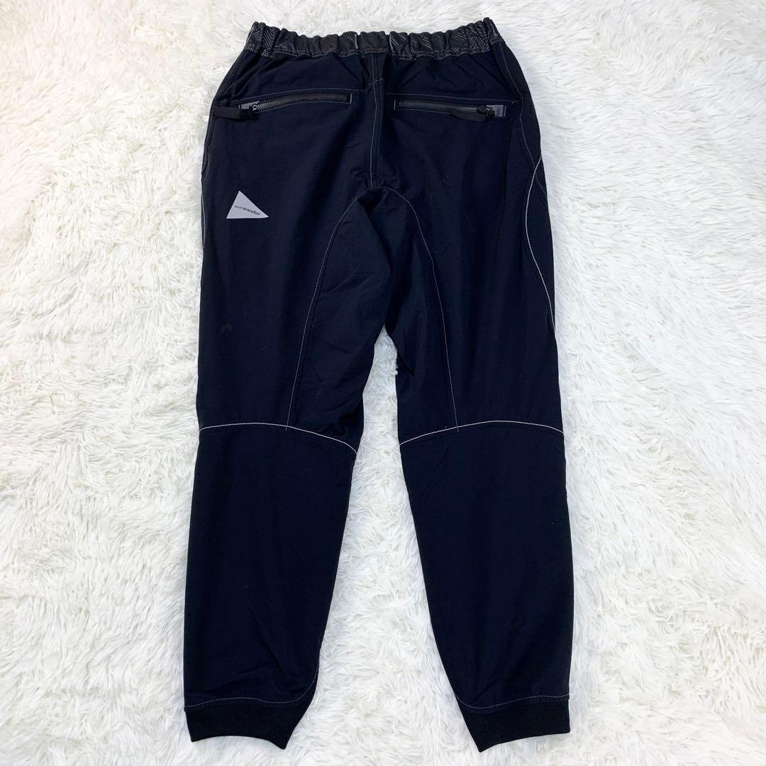 アンドワンダー シェラーストレッチサルエルパンツ*黒/0*and wander