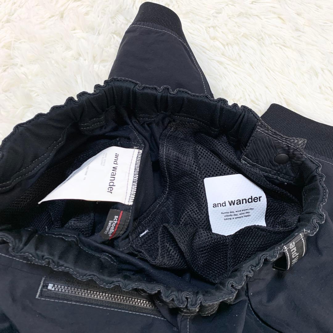 アンドワンダー シェラーストレッチサルエルパンツ*黒/0*and wander