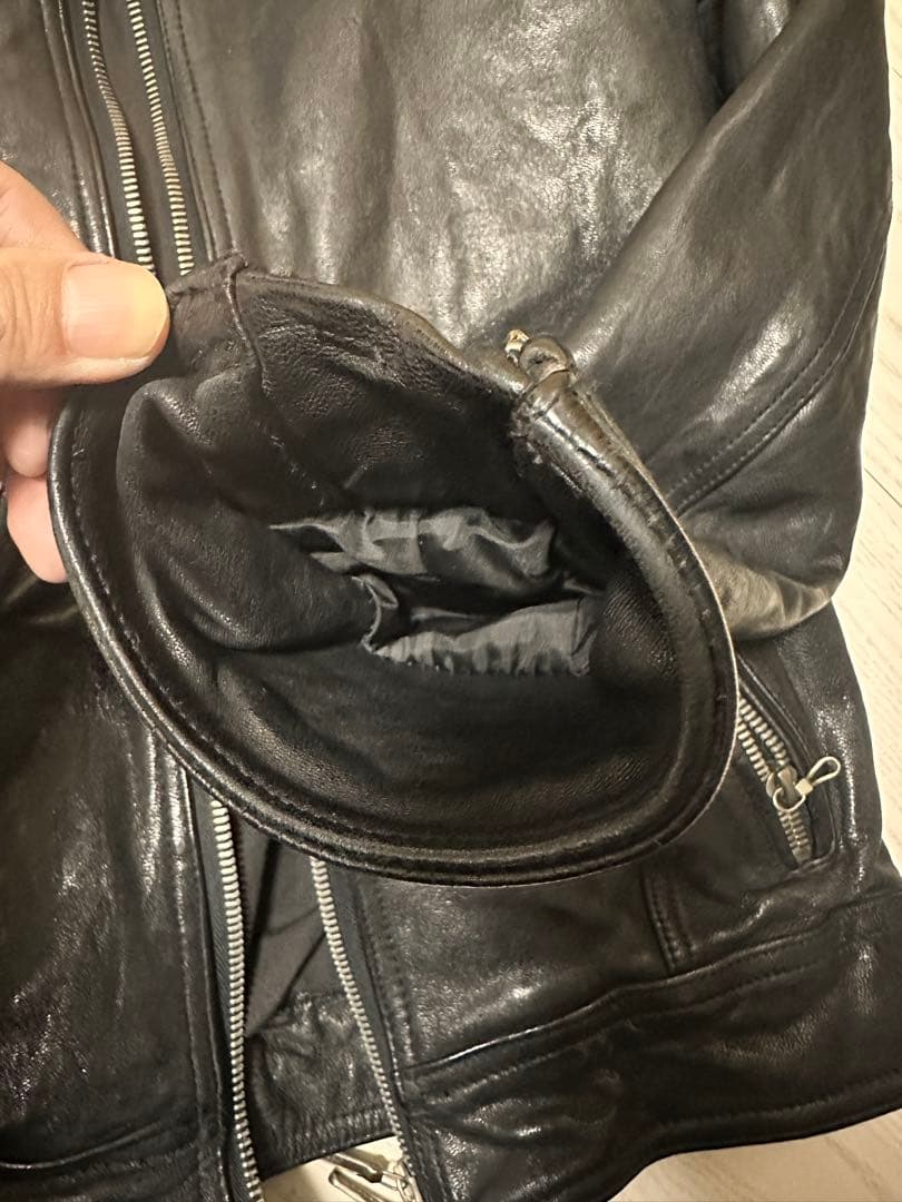 ジャックローズ ヴィンテージ 加工 ライダース ブラック レザー 山羊革