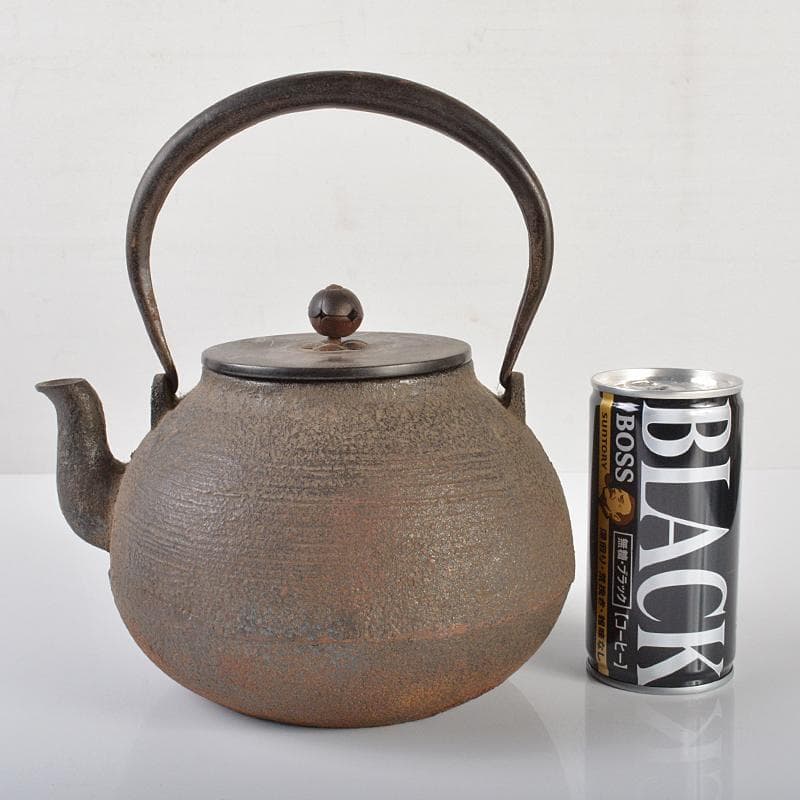 煎茶道具　柚子肌　線文　銅蓋　鉄瓶　鉄壷　V　R6428