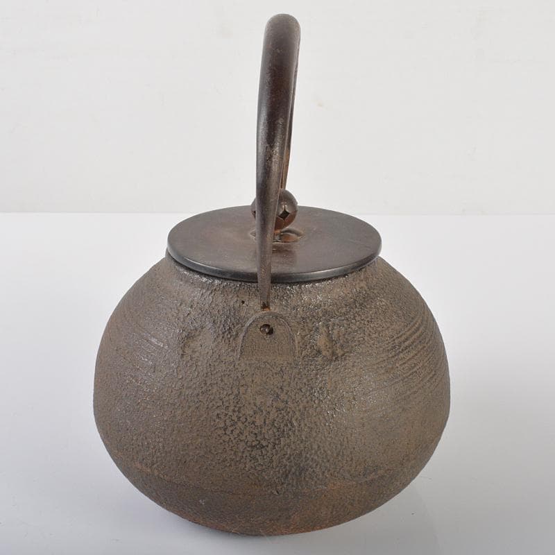 煎茶道具　柚子肌　線文　銅蓋　鉄瓶　鉄壷　V　R6428