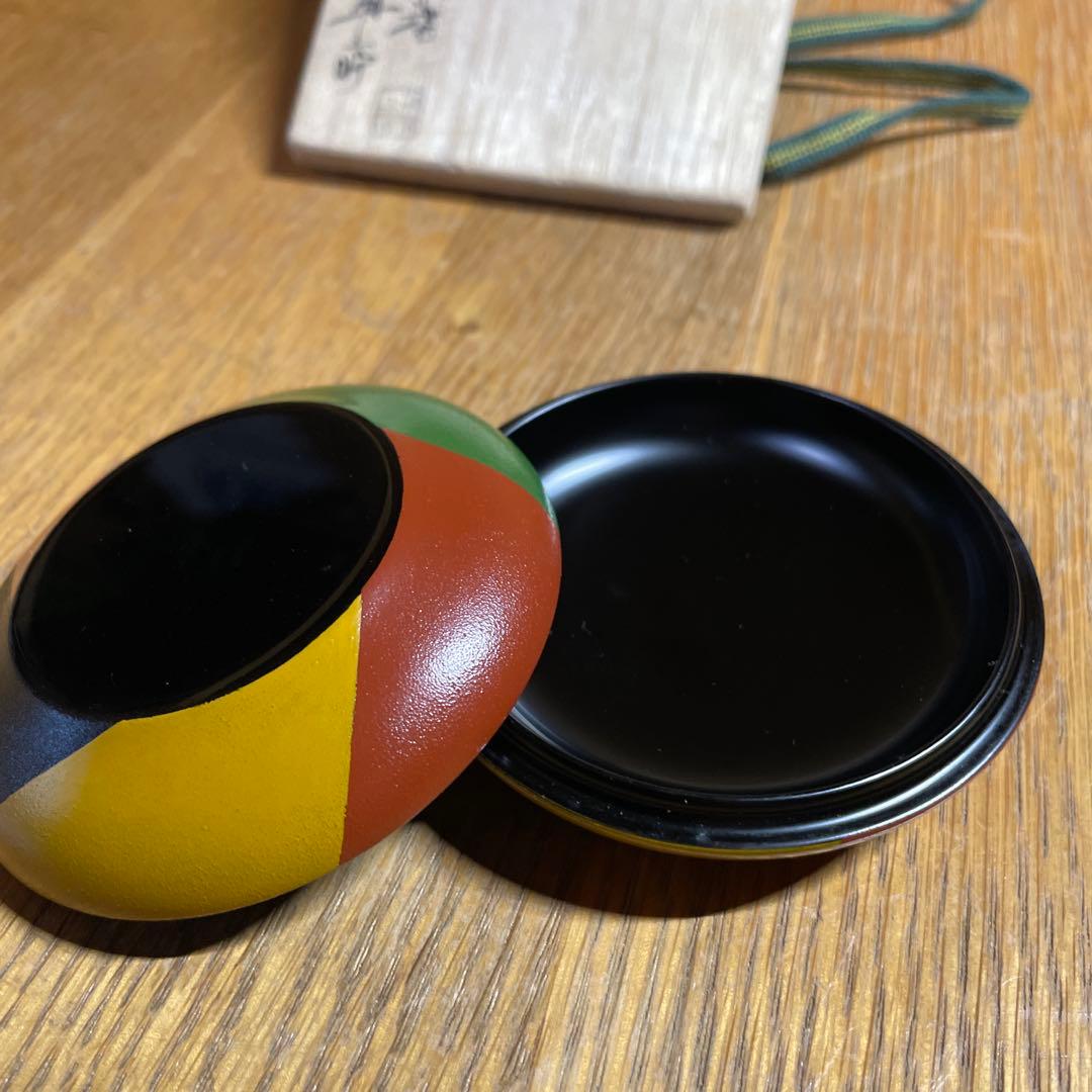 塗師　山下甫斎　独楽香合　共箱