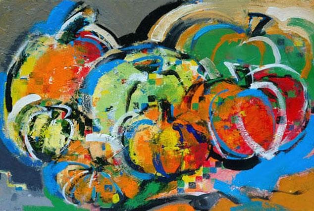 油絵 菅家令子インテリア uF6-061303 静物 かぼちゃ