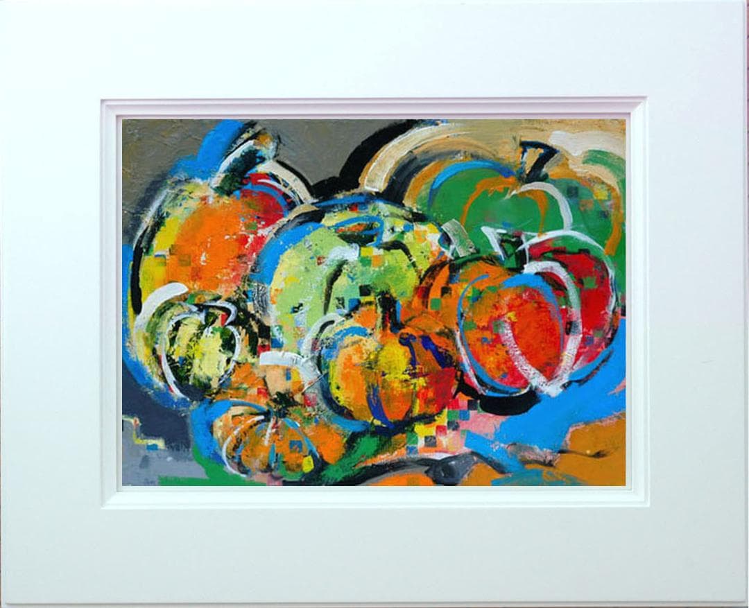 油絵 菅家令子インテリア uF6-061303 静物 かぼちゃ