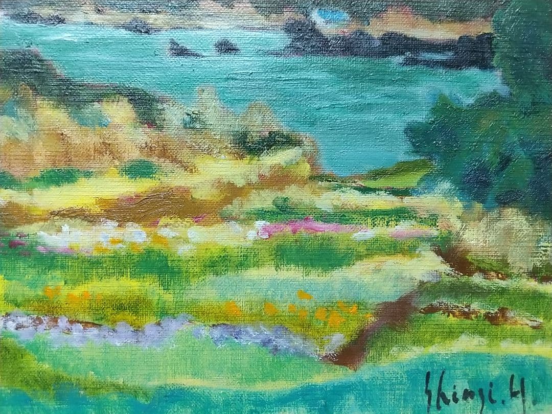 「雨後」房総白浜 絵画 F4 油彩画 油絵 絵画 風景画 アート