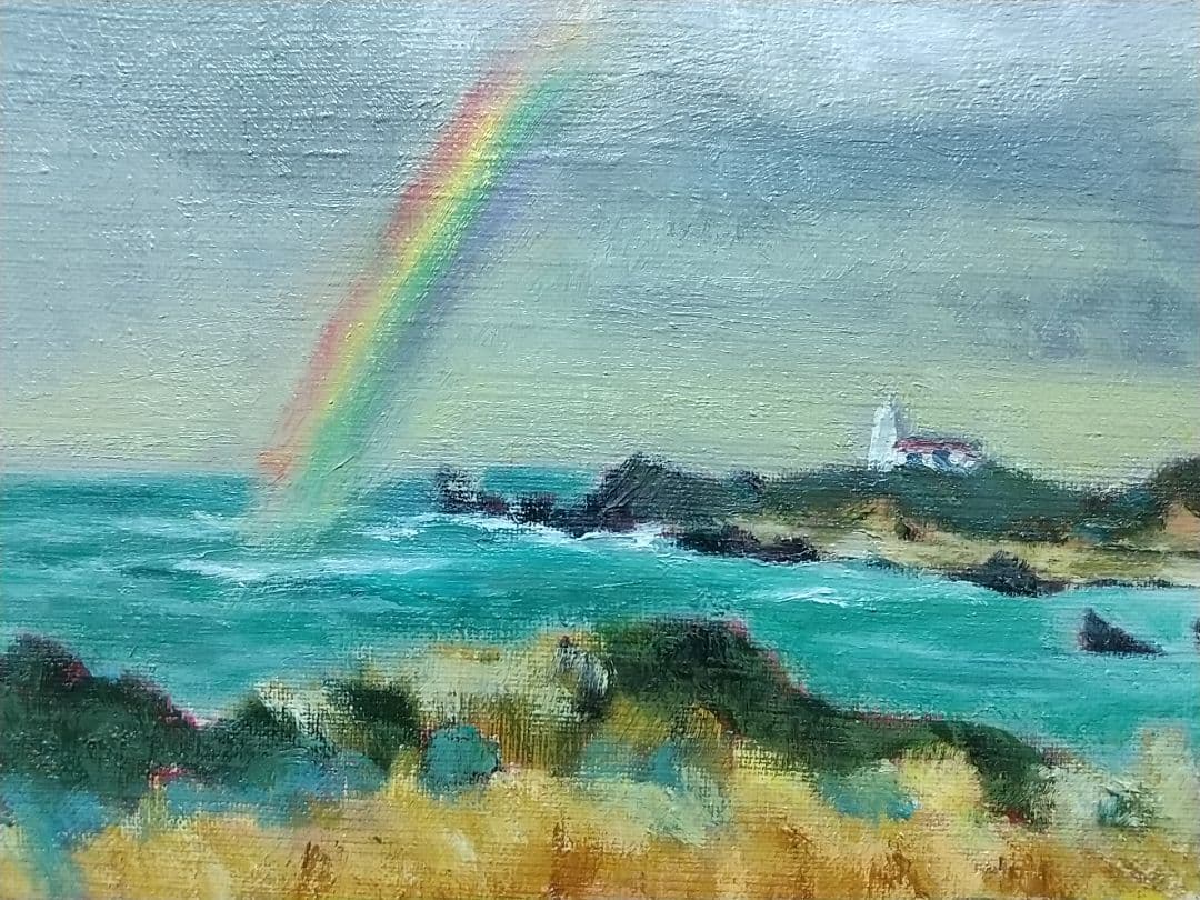 「雨後」房総白浜 絵画 F4 油彩画 油絵 絵画 風景画 アート