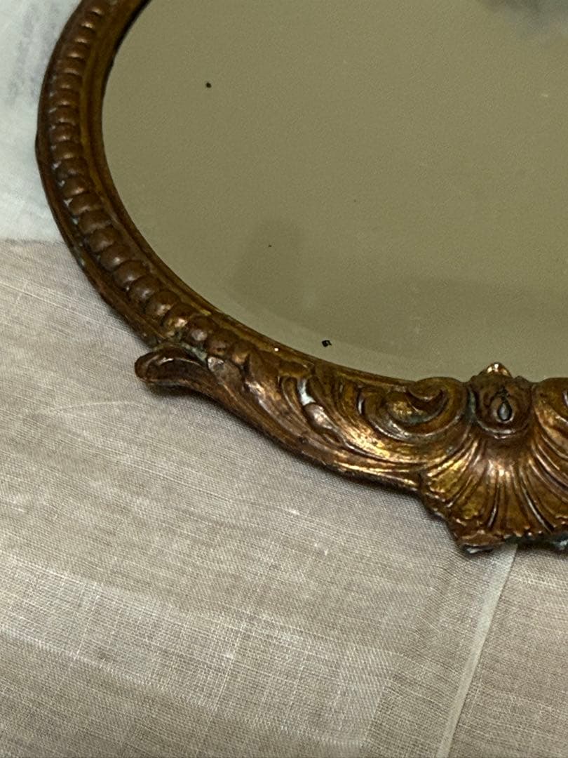 フランス　アンティーク ヴィンテージ　鏡　花柄鏡　アンティークミラー　小物ミラー