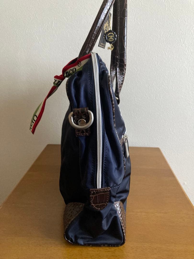 【まる】オロビアンコ クロコ型押しビジネストートバッグ2way ネイビー