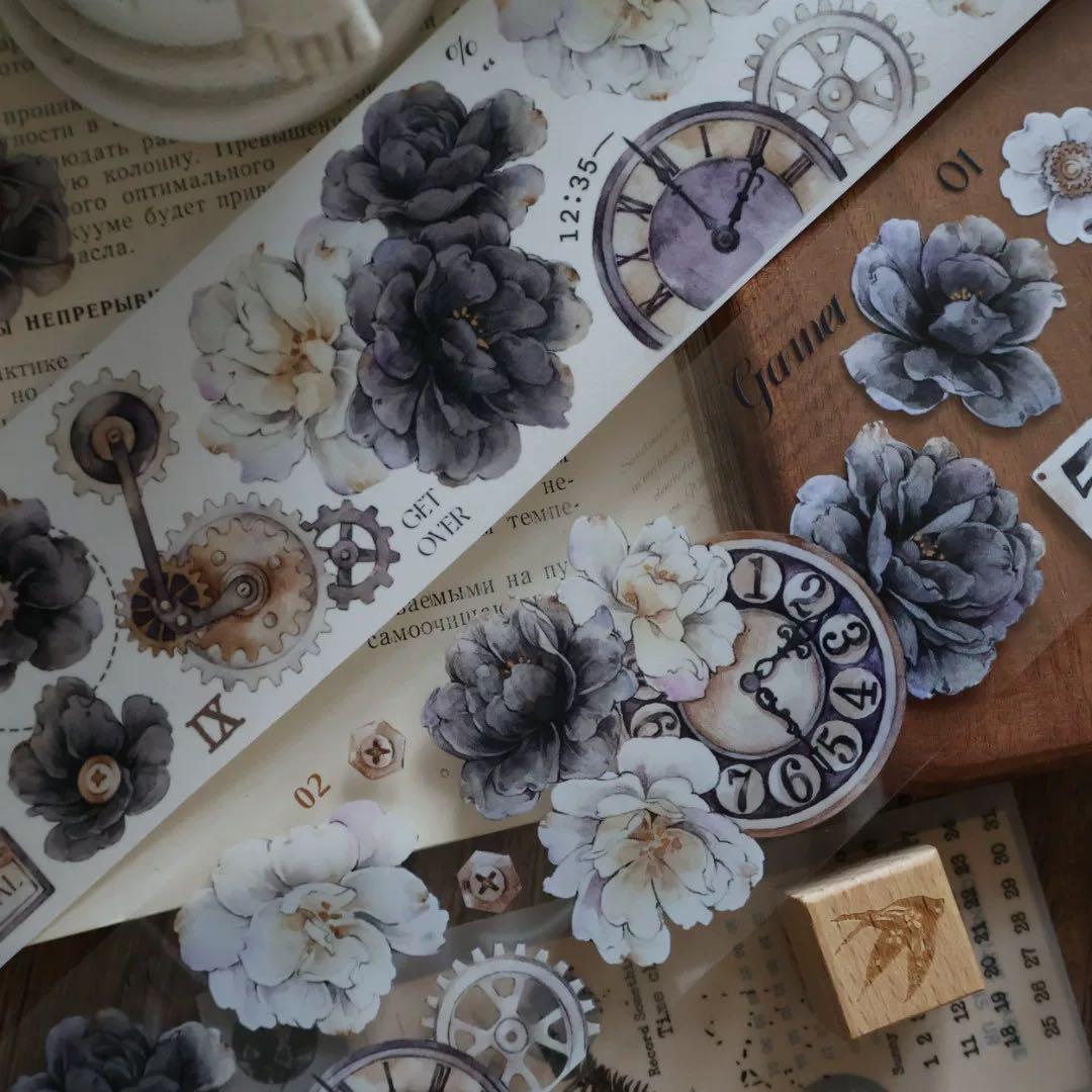 壹洱原创《烟墨白》海外マスキングテープ　マステ 【2372】