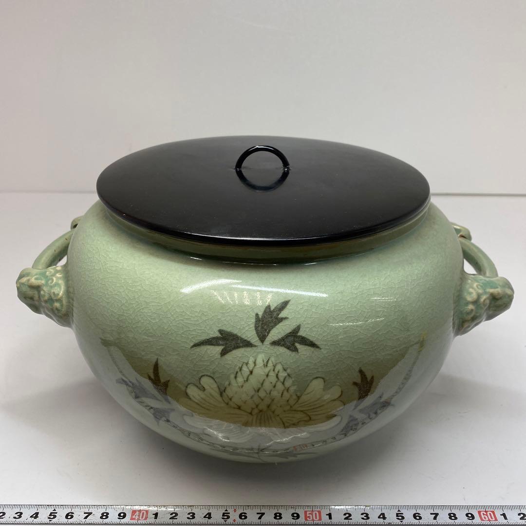 専用　柳海剛　取手付獅子耳　水指　高さ20㎝　東ま5-1118①