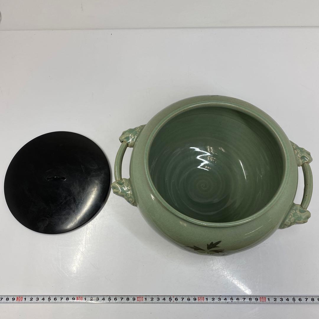 専用　柳海剛　取手付獅子耳　水指　高さ20㎝　東ま5-1118①