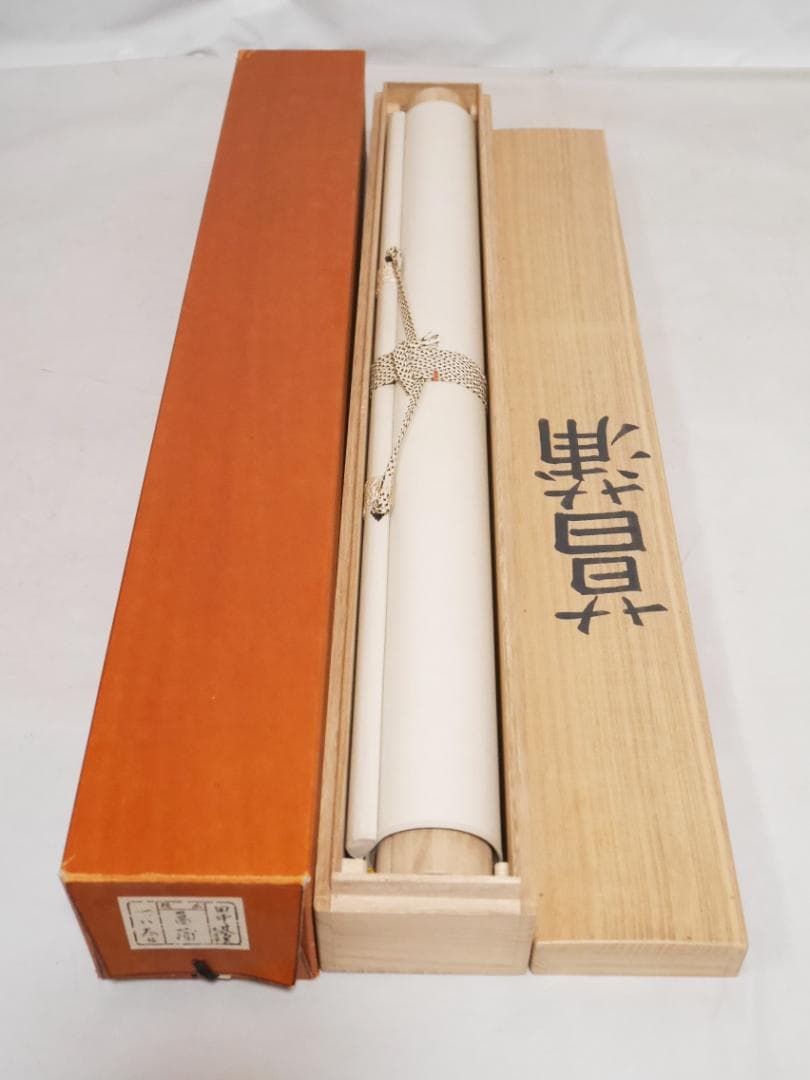 ★太巻高級掛軸【菖蒲　あやめ】日本画家　田中基美◆紙本肉筆　共箱付　日本画　花鳥