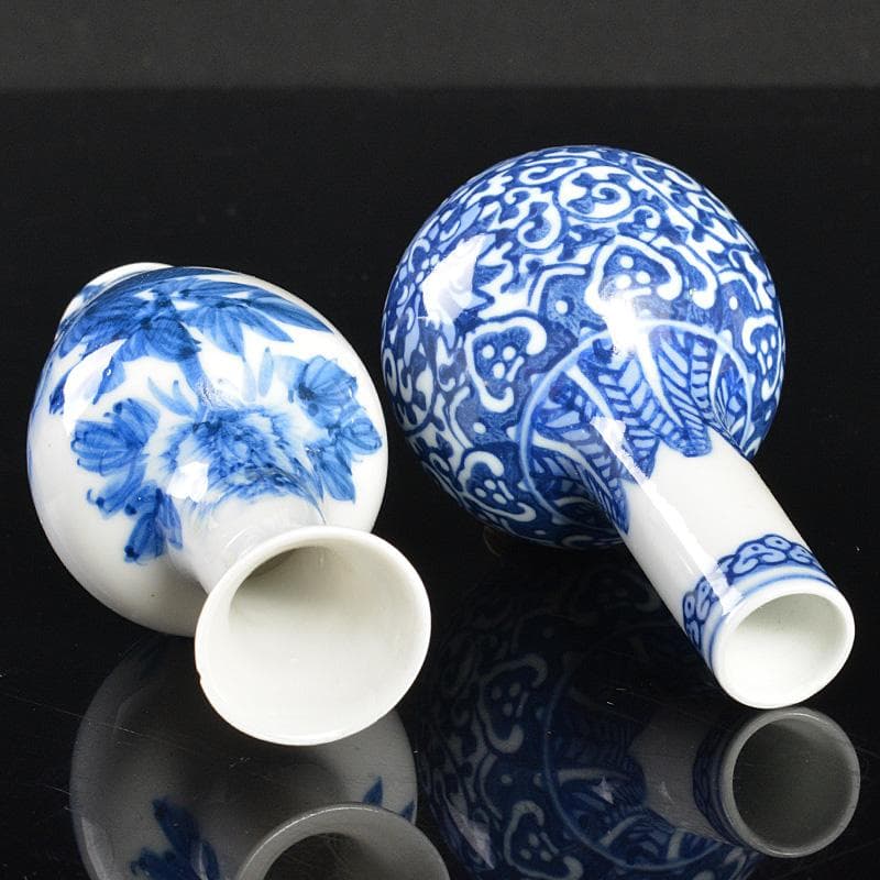 中国　景徳鎮製銘　成化銘　青花　花文瓶　小瓶　2点まとめて　V　R6672