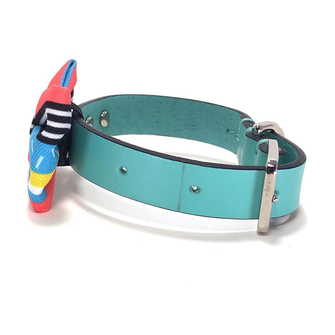 【美品・箱付き】ティファニー／ペット用 アクセサリー レザー 首輪 リボン