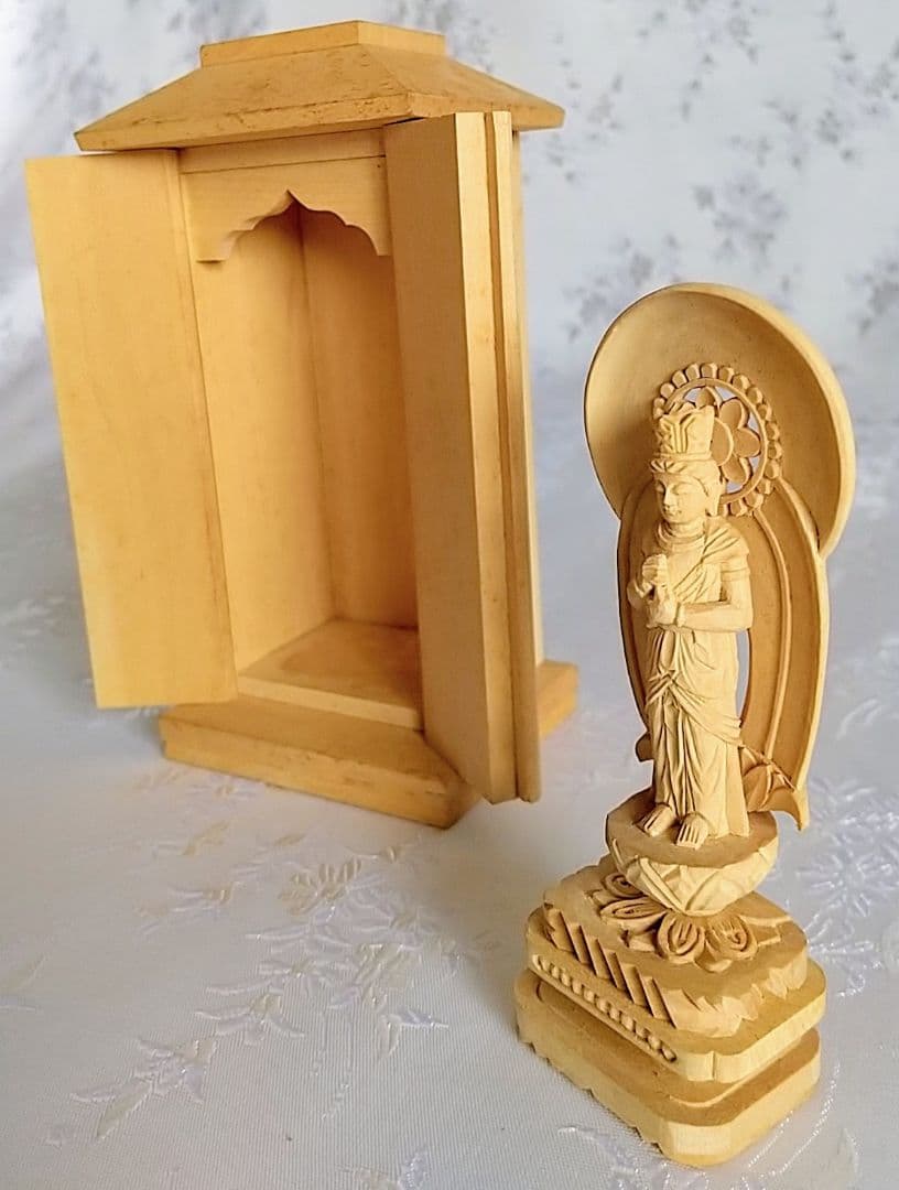 大日如来立像【極小】#404 厨子付き 木彫 仏像