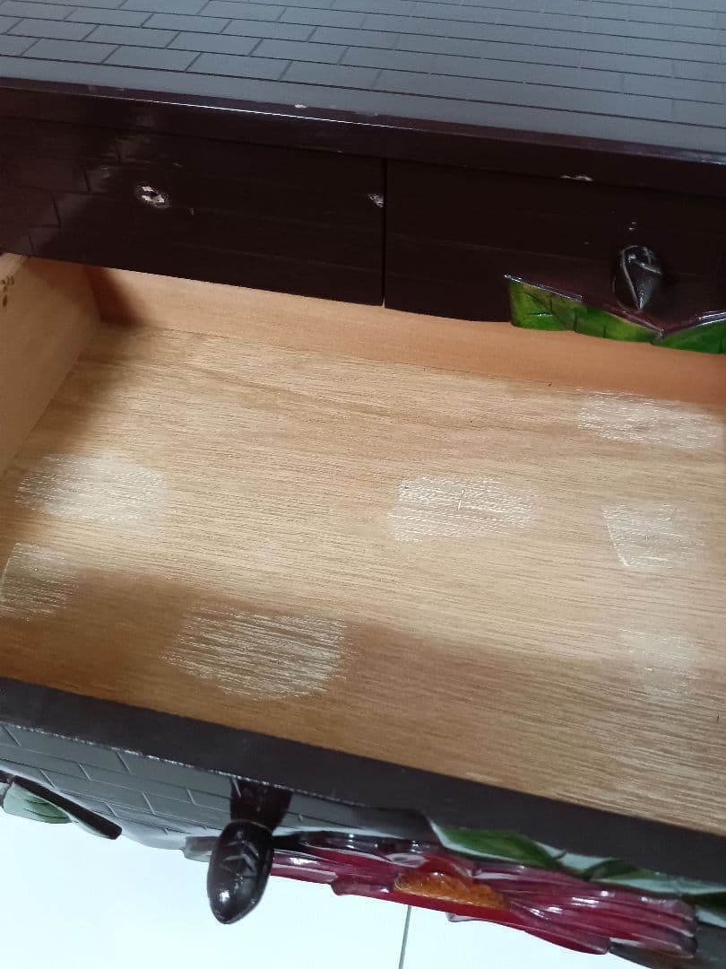 鎌倉彫り 椿 ツバキ ミニ箪笥　5段式　引き箪笥　ミニタンス　和箪笥　木製