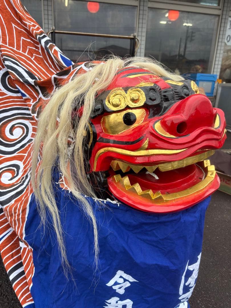 C- 1074▲獅子舞　獅子頭　美品　全長333cm