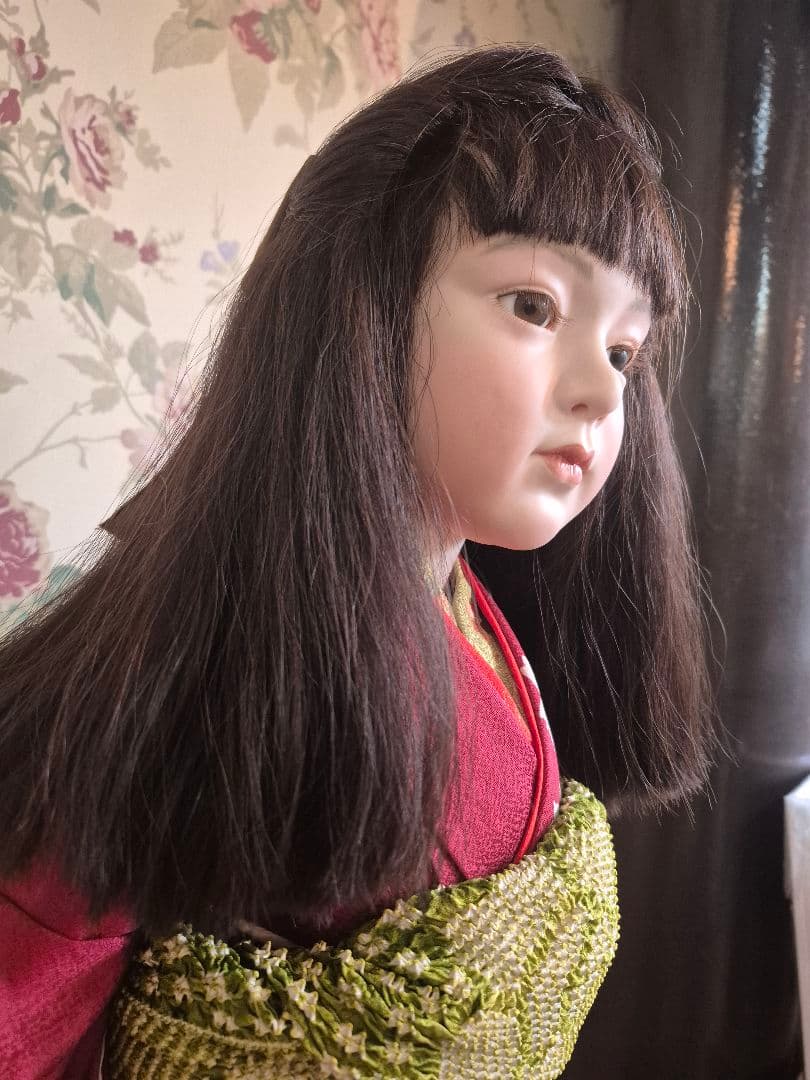 三輪輝子作　姫扇　ビスクドール 創作人形　スタンド　保証書付き