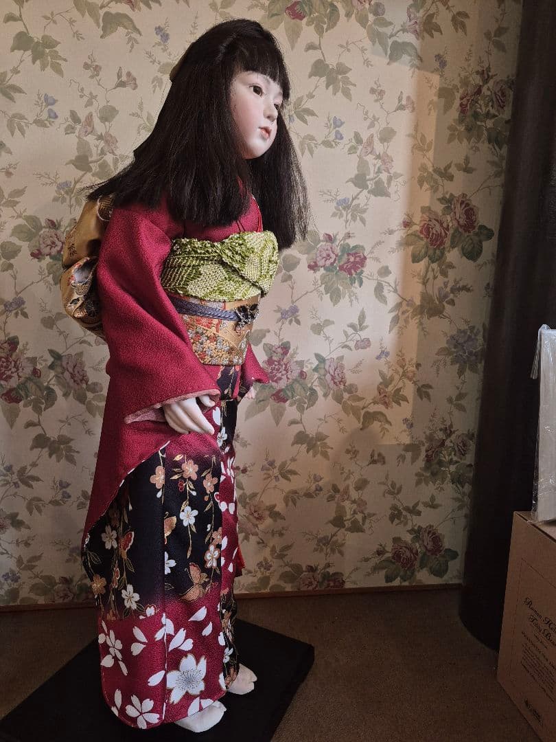 三輪輝子作　姫扇　ビスクドール 創作人形　スタンド　保証書付き