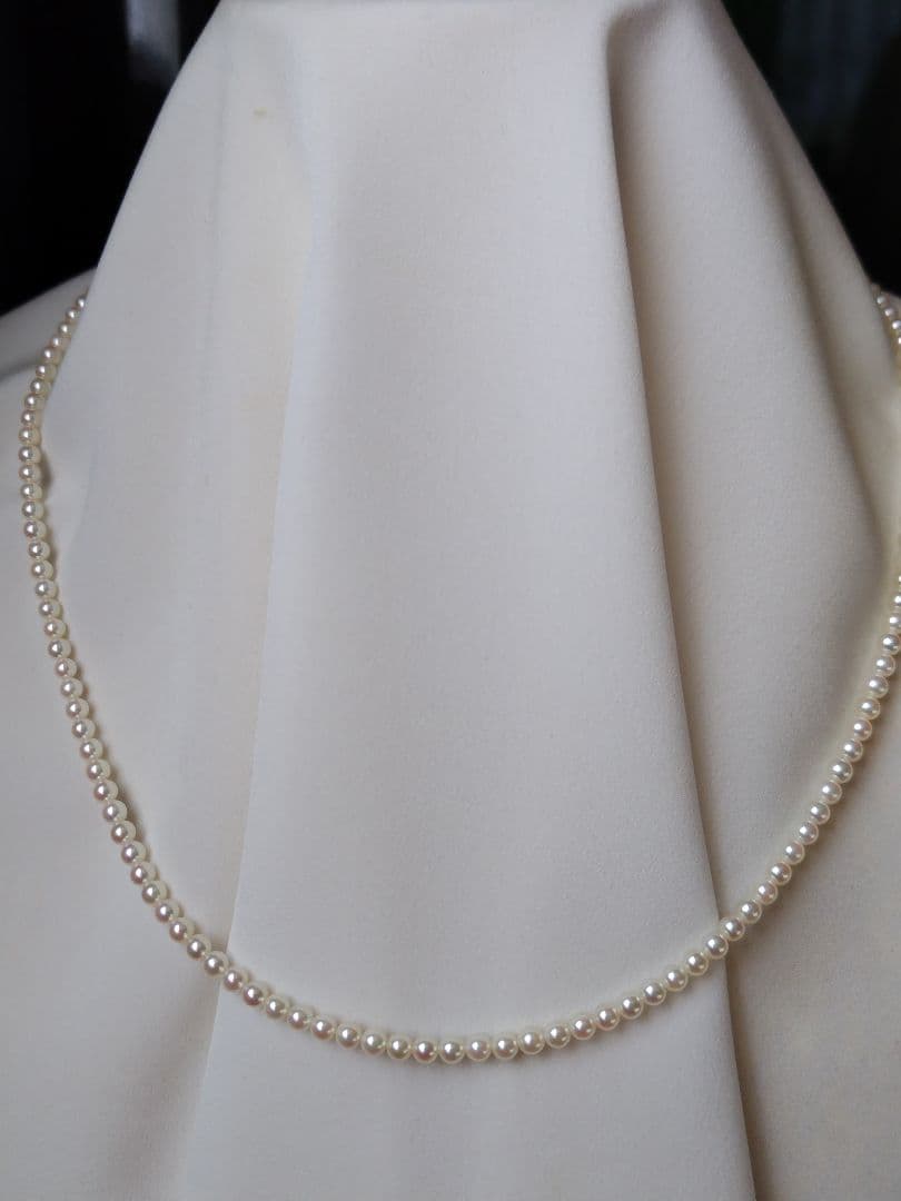 K18WG スライド式アジャスター付き アコヤ真珠ベビーパールネックレス