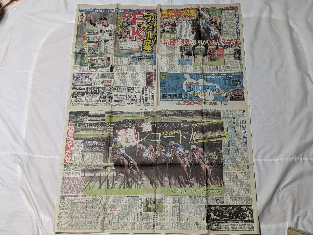 ディープインパクト　武豊　菊花賞　競走馬　写真パネル　額縁入り　スポーツ新聞付き