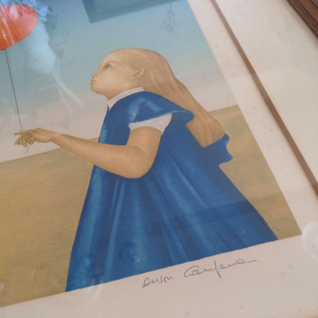 希少 風船と少女の絵　エイボン カンパーナ　Avon Campana リトグラフ