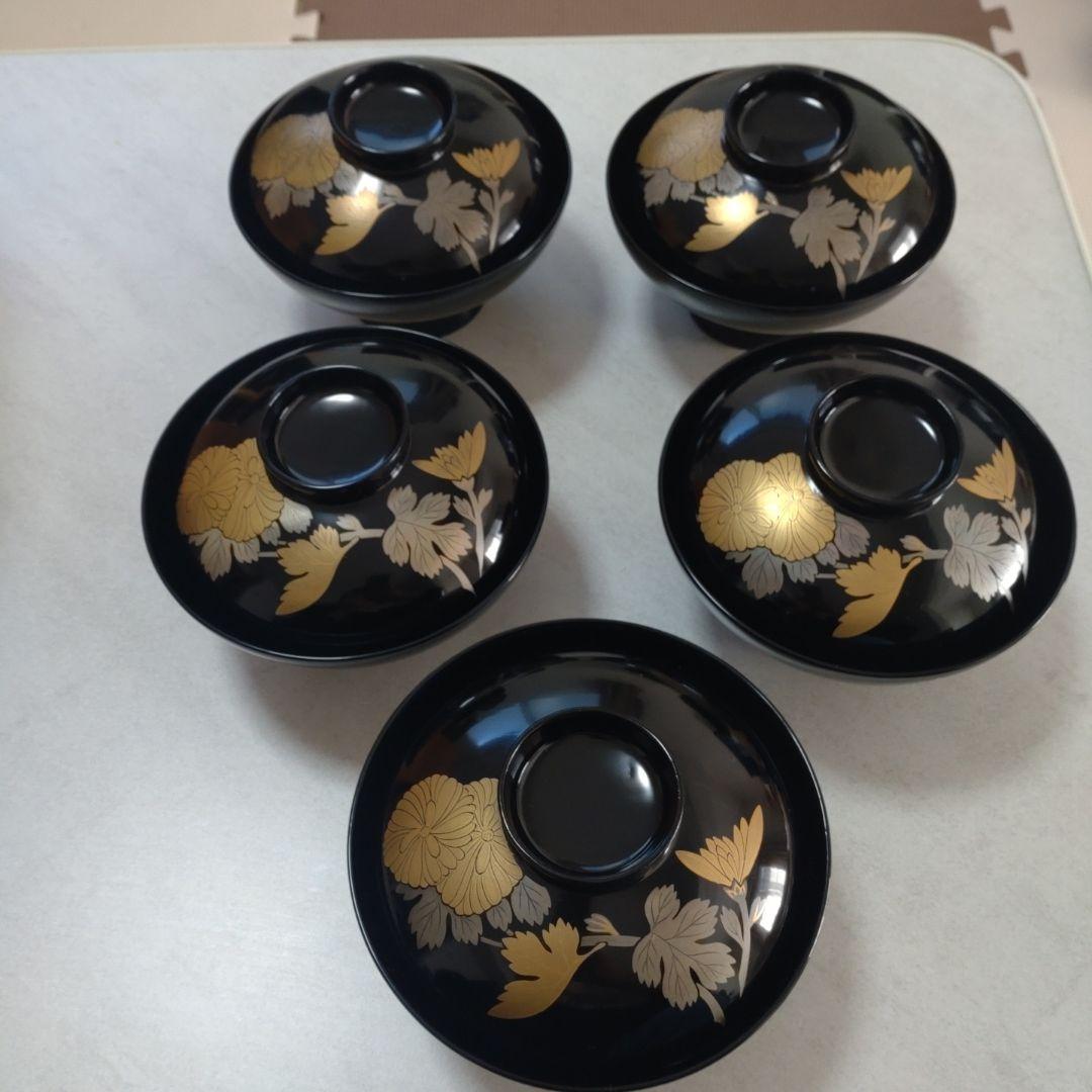 く*ん様 輪島塗　漆器 椀 5個セット 金色の花模様