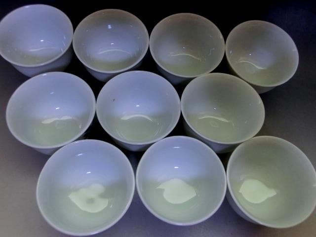 煎茶碗■10客 青絵 染付唐草紋 煎茶器 湯呑み 猪口 小碗 お茶道具 骨董品■